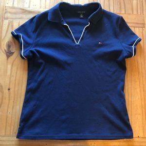 Tommy Hilfiger White Pipping Navy Polo